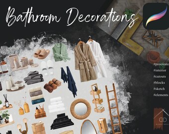 Procreate Bathroom Decorations Cutouts Interior Home Sketch Blocks Elements