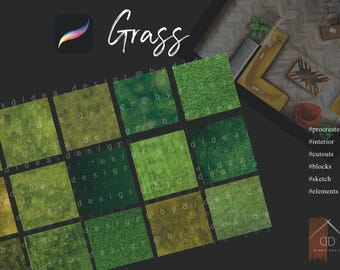 Procreate Grass Texture Cutouts Exterior Sketch Blocks Elements