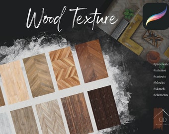 Procreate Holz Textur Ausschnitte Design Interior Sketch Blocks Elemente