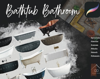 Procreate Interior Design Bathroom Equipment Bathtubs Interior Sketch Cutouts