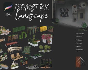 Procreate Isometric Landscape Exterior Garden Cutouts Sketch