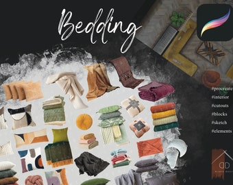 Procreate Bedding Cushions Blankets Pillows Cutouts Interior Home Sketch Blocks Elements