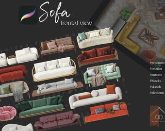 Procreate Sofa Frontal View Cutouts Interior Design Interior Sketch