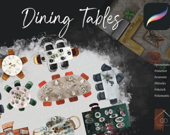 Procreate Dining Tables Cutouts Interior Design Interior Sketch