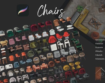 Procreate Chairs Cutouts Interior Design Sketch Blocks