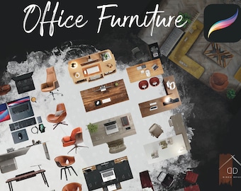 Procreate Office Furniture Cutouts Interior Design Interior Sketch