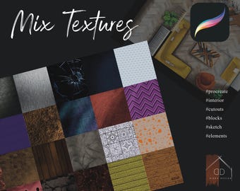 Procreate Mix Textures Brush Stamp Design Interior Sketch Blocks