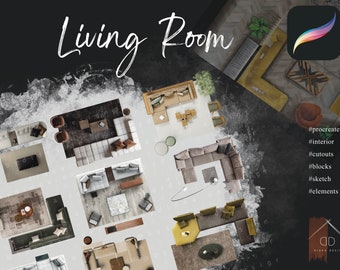 Procreate Living Room Decor Cutouts Interior Design Interior Sketch
