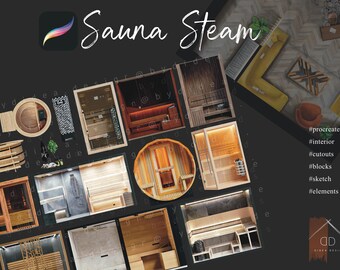 Procreate Sauna Steam Room Interior Design Cutouts Blocks