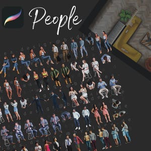 Recortes de personas para Procreate Diseño de interiores Bloques de bocetos de interiores