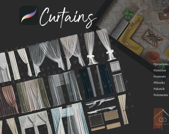 Procreate Curtains Interior Design  Interior Sketch  Cutouts