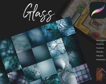 Procreate Glass Texture Brush Stamp Design Interior Sketch Blocks
