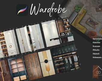 Procreate Wardrobe Furniture Cutouts Interior Design Interior Sketch