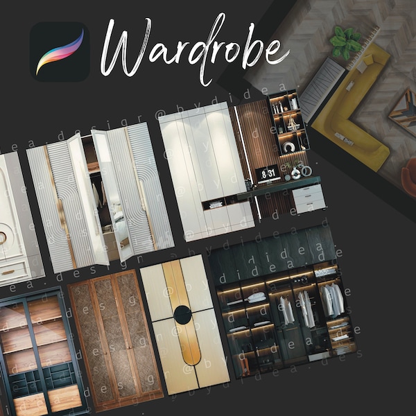 Procreate Wardrobe Furniture Cutouts Interior Design Interior Sketch Mockups