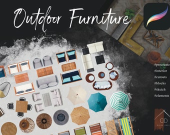Procreate Outdoor Furniture Cutouts Interior Design Sketch Blocks