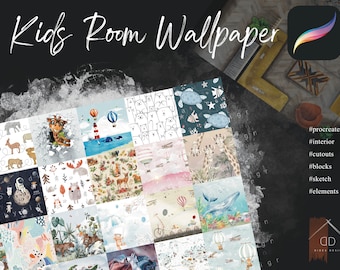 Procreate Wallpaper Kids room Interior Sketch Blocks Elements Cutouts