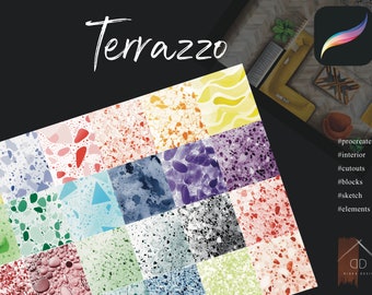 Procreate Terrazzo Brush Stamp Design Interior Sketch Blocks