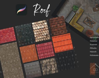 Procreate Roof Cutout Texture Design Interior Sketch Blocks Elements