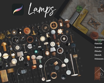 Procreate Lampada Luce Ritagli Design Interni Schizzi Blocchi Elementi