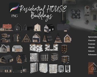 Procreate Construction Houses  Home Residential Buildings Cutouts Sketch PNG