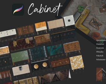 Procreate Cabinets Frontal View Cutouts  Sketch Blocks Elements