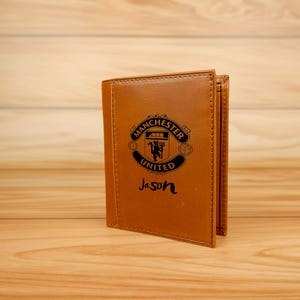 Cartera de cuero minimalista, tarjetero personalizado, elegante y sencillo, regalo perfecto para diseños especiales personalizables para Halloween