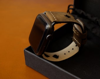 Handcrafted Leather Apple Watch Band, Easy Attachment, Avilla Watch Strap