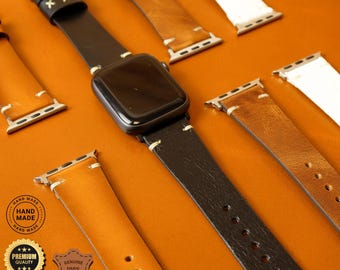 Handgemaakte leren Apple Watch-band, Orfe-horlogeband (125-200 mm)