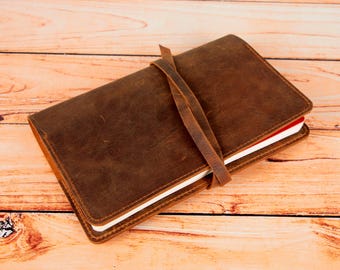 Handcrafted Leather A5 Journal Cover – Personalized Vintage Notebook Sleeve