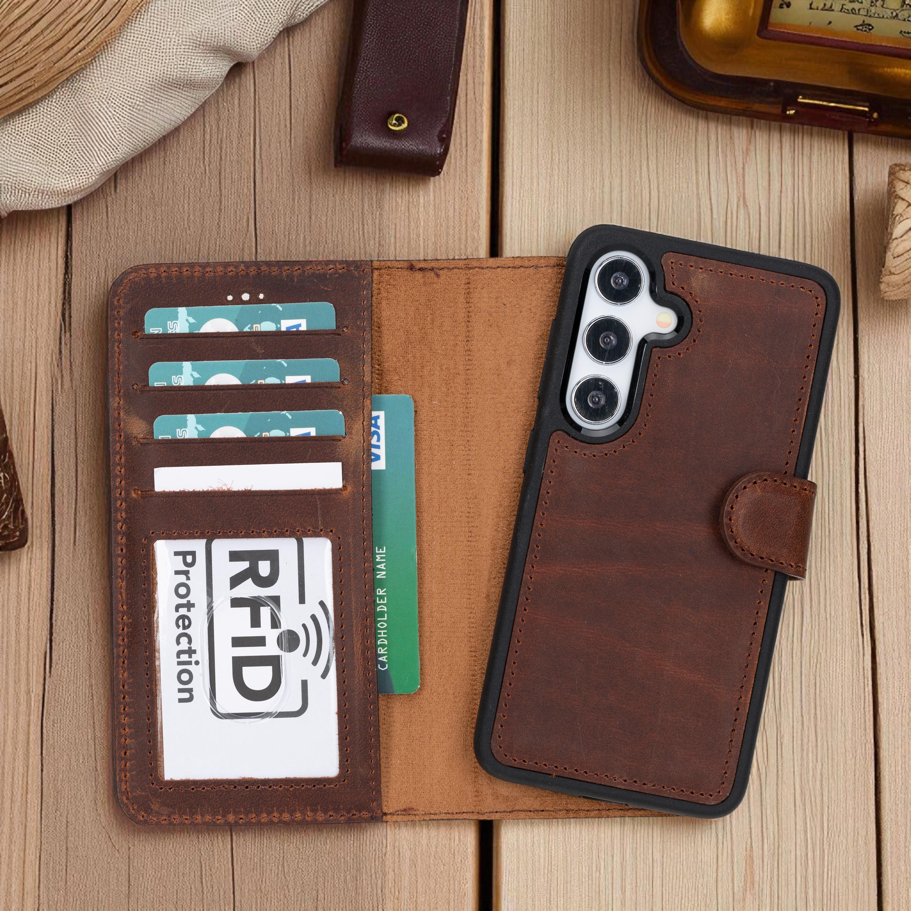 For Samsung Galaxy S25 Phone Case Wallet Card Holder, PU Leather Kickstand Flip Cases Wrist Strap Magnetic Closure Shockproof Embossed Protective Book Cover For Samsung Galaxy S25, Green