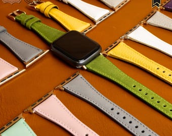 Leren Apple Watch-band, slank ontwerp, verstelbare pasvorm (125-200 mm)