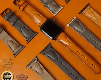 Handcrafted Leather Apple Watch Band, Easy Attachment