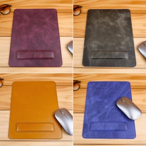 Leather Mousepad with Wrist Support, Ergonomic Handmade Leather Mousepad, Durable Leather Rectangle Mousepad, Perfect Special Day Gift