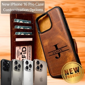 Funda de cuero magnética tipo billetera para iPhone 16 Pro, funda para teléfono desmontable con tarjetero y RFID para iPhone 16 Pro