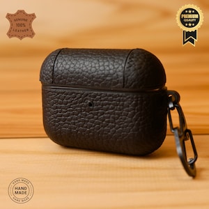 Geniune Leather Black Airpod Pro / Pro 2 Case, Personalized Airpods Cover, Airpods PRO Leather, Case Holder, Personalized Leather
