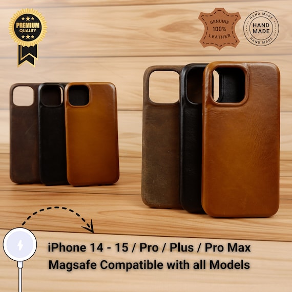 iPhone 14-15 / Pro / Plus / Pro Max / Genuine Leather Phone Case with Magsafe Compatible, Special and Customizable Designs for Halloween