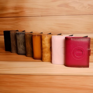 Cartera de cuero Airtag Tarjetero mecánico con compartimento para efectivo con protección RFID, para regalo de día especial, Cartera minimalista de cuero genuino