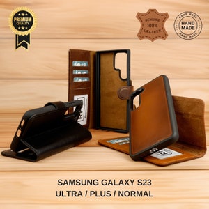 Funda de cuero tipo billetera para Samsung Galaxy S23 Series: ranuras para tarjetas, soporte, soporte de carga inalámbrica, diseño extraíble, día de San Valentín