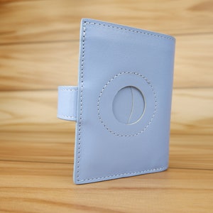 Cartera de cuero Airtag Tarjetero mecánico con compartimento para efectivo con protección RFID, para regalo de día especial, Cartera minimalista de cuero genuino