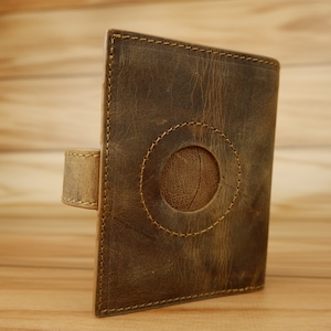 Cartera de cuero Airtag Tarjetero mecánico con compartimento para efectivo con protección RFID, para regalo de día especial, Cartera minimalista de cuero genuino