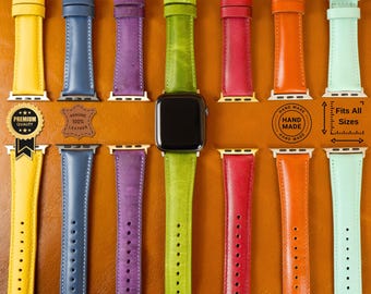 Leren Apple Watch-band, meerkleurig, verstelbare pasvorm