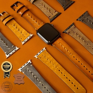 Leder Apple Watch 38/40/41/42/44/45/49mm Ultra / Ultra 2 Band, Apple-Uhrenarmband Männer/Frauen, verstellbar Fit (125-200 mm)