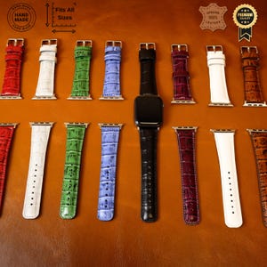 Leather Apple Watch Band, 38mm/40mm/41mm/42mm/44mm/45mm/49mm Watch Band for Men and Women, Croco Skin - Multi Color Watch Strap