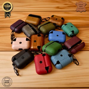AirPods Pro Genuine Leather Case Cover with Hook, Luxury Protective Case for AirPods Pro, Wireless Charging Compatible AirPods Case