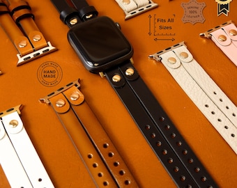 Handcrafted Leather Double Apple Watch Band (125-200mm)