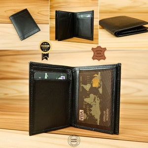 Cartera de cuero minimalista, artesanía genuina personalizada, regalo perfecto para un día especial, cartera de cuero con tarjetero elegante y simple