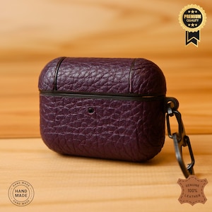 Geniune Leather Pruple Airpod Pro / Pro 2 Case, Personalized Airpods Cover, Airpods PRO Leather, Case Holder, Personalized Leather