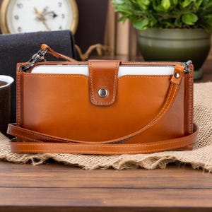 Cartera/estuche de cuero 2 en 1 para teléfono, color canela: 12 ranuras para tarjetas, compartimento con cremallera, compatible con teléfonos de 6.5", correa desmontable, diseños especiales para Halloween