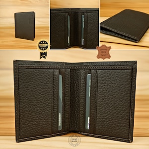 Cartera de cuero minimalista, artesanía genuina personalizada, regalo perfecto para un día especial, cartera de cuero con tarjetero elegante y simple