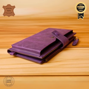 Carteira de couro com suporte para celular, carteira multifuncional genuína unissex com 12 compartimentos para cartão e organizador com zíper, designs especiais para o Halloween
